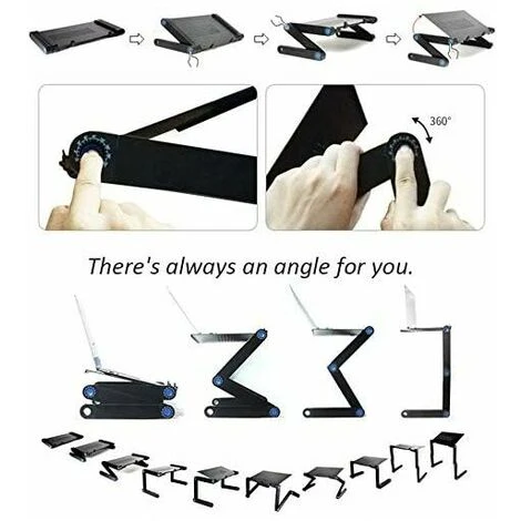 Laptop Table Laptop Stand Bed/Sofa Folding PC Table,Adjustable Ventilated Portable Desk Stand With Aluminum Alloy Mouse Pad Black 5 Laptop Table Laptop Stand Bed/Sofa Folding PC Table,Adjustable Ventilated Portable Desk Stand With Aluminum Alloy Mouse Pad Black - Image 5