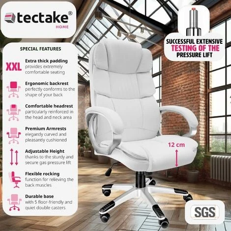 Office Chair Jonas - Desk Chair, Computer Chair, Swivel Chair - White 2 Office Chair Jonas - Desk Chair, Computer Chair, Swivel Chair - White - Image 2