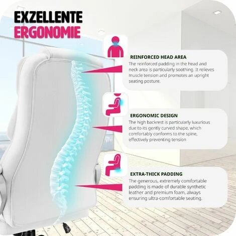 Office Chair Jonas - Desk Chair, Computer Chair, Swivel Chair - White 5 Office Chair Jonas - Desk Chair, Computer Chair, Swivel Chair - White - Image 5