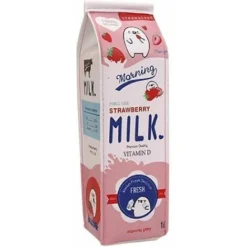 Cute Milk Shaped Pencil Case Children's Creative Cartoon Pen Bag, Waterproof PU Leather Zipper Storage Bag (pink),