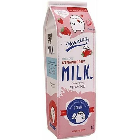 Cute Milk Shaped Pencil Case Children's Creative Cartoon Pen Bag, Waterproof PU Leather Zipper Storage Bag (pink), 1 Cute Milk Shaped Pencil Case Children's Creative Cartoon Pen Bag, Waterproof PU Leather Zipper Storage Bag (pink),