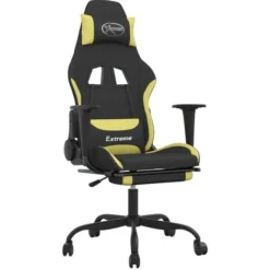 Gaming Chair With Footrest Black And Light Green Fabric VidaXL