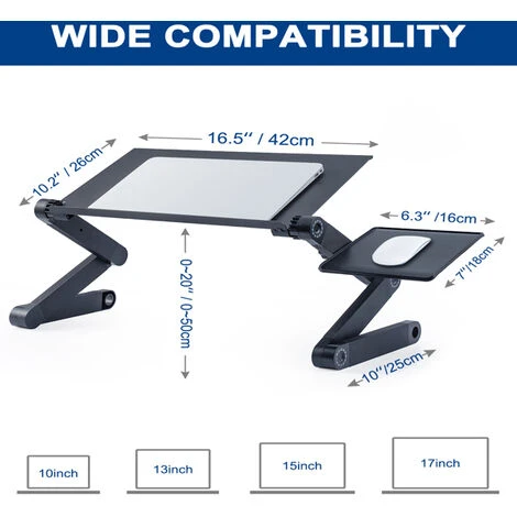 Fitprobo Laptop Stand Bed Table Black Portable Adjustable Tablet Stand Aluminum Folding Laptop Stand 2 Fitprobo Laptop Stand Bed Table Black Portable Adjustable Tablet Stand Aluminum Folding Laptop Stand - Image 2