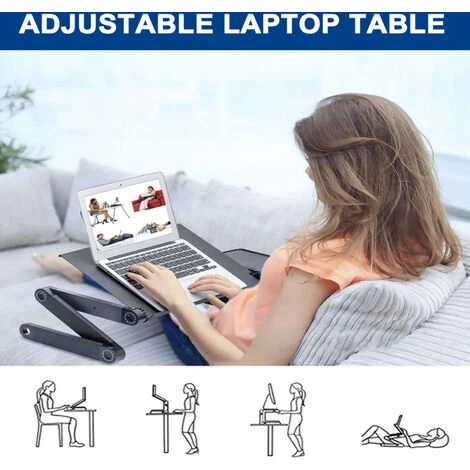 Fitprobo Laptop Stand Bed Table Black Portable Adjustable Tablet Stand Aluminum Folding Laptop Stand 5 Fitprobo Laptop Stand Bed Table Black Portable Adjustable Tablet Stand Aluminum Folding Laptop Stand - Image 5
