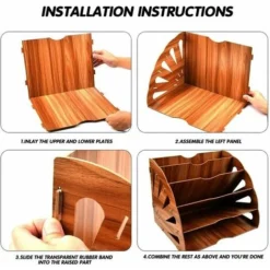 Wooden Desk Organizer, Wooden Sorter Filing Paper Storage For File, Magazine And Document - 34x27x27cm -Office Furniture Store 95714771 3