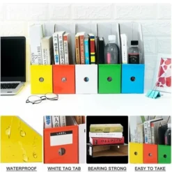 5 Pack Magazine Rack Cardboard Box Pre-Folded With Sticker Storage Box For School Office Housing Storage Box For Book Notebook Document Easy To Assemble Store (Multicolor) -Office Furniture Store 96365021 3