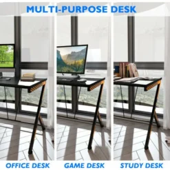 Gaming Desk Computer Workstation W/ Arc Desktop & Iron Frame Home Office -Office Furniture Store 96821671 3