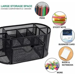 Desktop Storage Box Iron Grid Large Capacity Home Office Student Stationery Multi-function Pen Holder Black Iron Storage Box 7 Desktop Storage Box Iron Grid Large Capacity Home Office Student Stationery Multi-function Pen Holder Black Iron Storage Box -Office Furniture Store 96869179 3