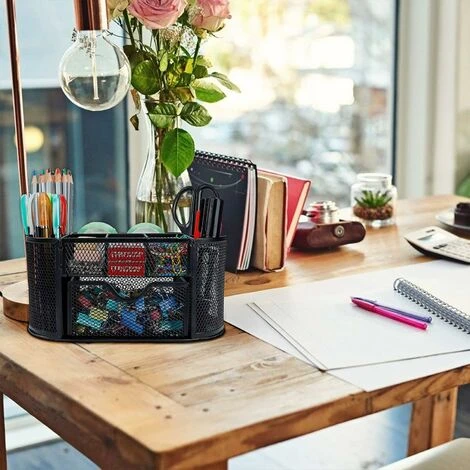 Desktop Storage Box Iron Grid Large Capacity Home Office Student Stationery Multi-function Pen Holder Black Iron Storage Box 5 Desktop Storage Box Iron Grid Large Capacity Home Office Student Stationery Multi-function Pen Holder Black Iron Storage Box - Image 5