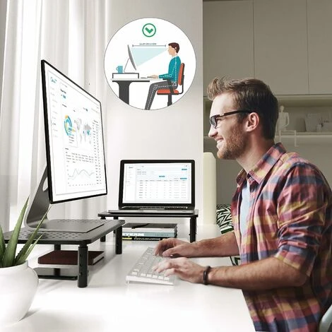 HUANUO Monitor Stand - 3 Height Adjustable Ergonomic Laptop Stand With Mesh Platform For Laptop, Computer, IMac, PC, Printer Up To 20 Kg 2 HUANUO Monitor Stand - 3 Height Adjustable Ergonomic Laptop Stand With Mesh Platform For Laptop, Computer, IMac, PC, Printer Up To 20 Kg - Image 2