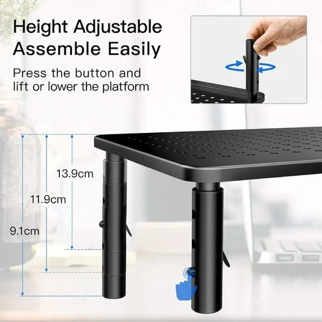 HUANUO Monitor Stand - 3 Height Adjustable Ergonomic Laptop Stand With Mesh Platform For Laptop, Computer, IMac, PC, Printer Up To 20 Kg 5 HUANUO Monitor Stand - 3 Height Adjustable Ergonomic Laptop Stand With Mesh Platform For Laptop, Computer, IMac, PC, Printer Up To 20 Kg - Image 5