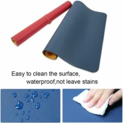 Waterproof Desk Pad, Office Laptop Desk Pad, PU Leather Desk Pad, Dual-Purpose Desk Pad (Gray, 80 X 40cm) -Office Furniture Store 97813523 3