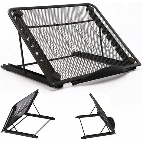 Laptop Stand, Aluminum Foldable Laptop Stand, Adjustable Laptop Stand, Ventilated Laptop Stand With Rubber Pad For Laptop, Tablet, Cell Phone, Black 1 Laptop Stand, Aluminum Foldable Laptop Stand, Adjustable Laptop Stand, Ventilated Laptop Stand With Rubber Pad For Laptop, Tablet, Cell Phone, Black