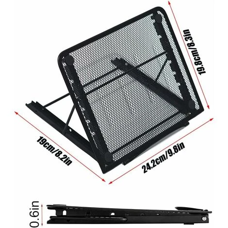 Laptop Stand, Aluminum Foldable Laptop Stand, Adjustable Laptop Stand, Ventilated Laptop Stand With Rubber Pad For Laptop, Tablet, Cell Phone, Black 2 Laptop Stand, Aluminum Foldable Laptop Stand, Adjustable Laptop Stand, Ventilated Laptop Stand With Rubber Pad For Laptop, Tablet, Cell Phone, Black - Image 2