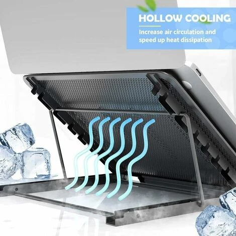 Laptop Stand, Aluminum Foldable Laptop Stand, Adjustable Laptop Stand, Ventilated Laptop Stand With Rubber Pad For Laptop, Tablet, Cell Phone, Black 4 Laptop Stand, Aluminum Foldable Laptop Stand, Adjustable Laptop Stand, Ventilated Laptop Stand With Rubber Pad For Laptop, Tablet, Cell Phone, Black - Image 4
