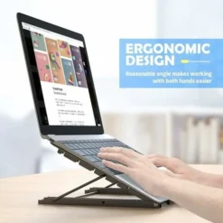 Laptop Stand, Aluminum Foldable Laptop Stand, Adjustable Laptop Stand, Ventilated Laptop Stand With Rubber Pad For Laptop, Tablet, Cell Phone, Black 9 Laptop Stand, Aluminum Foldable Laptop Stand, Adjustable Laptop Stand, Ventilated Laptop Stand With Rubber Pad For Laptop, Tablet, Cell Phone, Black -Office Furniture Store 97814177 5