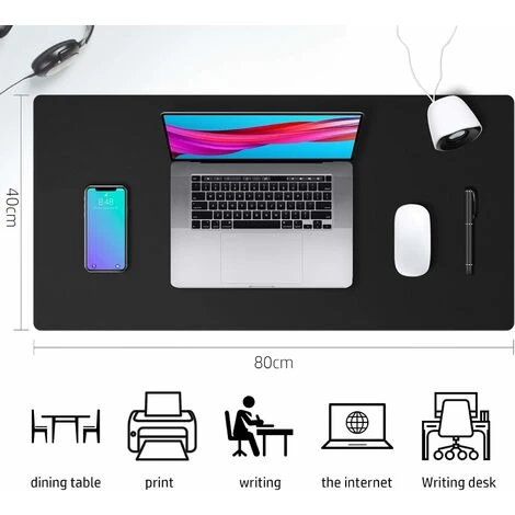Desk Mat, PU Leather Desk Mat, Mouse Pad, Non-Slip Desk Protector, Waterproof Desk Pad For Office And Home (80cm X 40cm, Black) 5 Desk Mat, PU Leather Desk Mat, Mouse Pad, Non-Slip Desk Protector, Waterproof Desk Pad For Office And Home (80cm X 40cm, Black) - Image 5