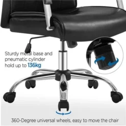 Yaheetech High Back Office Chair PU Leather Desk Chair, Black -Office Furniture Store 98437886 4