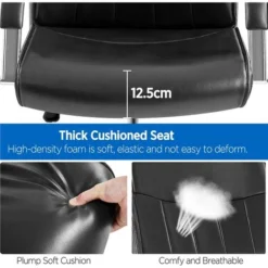 Yaheetech High Back Office Chair PU Leather Desk Chair, Black -Office Furniture Store 98437886 5
