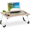 Relaxdays Lap Desk, For Bed & Sofa, Folding Laptop Tray, HWD: 26 X 63 X 40 Cm, MDF & Iron, Notebook Table, Natural