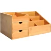 HOMCOM Organiser Holder Multi-Function Storage Caddy Drawers Natural Bamboo