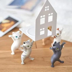 5 Pieces Dancing Cat Coffin Ornament, Funny Cat Pen Holder, Interesting Gifts, PVC, Cat Pen Holder Stand, Creative, Portable Cat Model Ornaments, For Decoration-Get Rich -Office Furniture Store 98818658 4