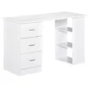 HOMCOM 120cm Computer Desk PC Table Workstation W/ 3 Shelf & Drawers White