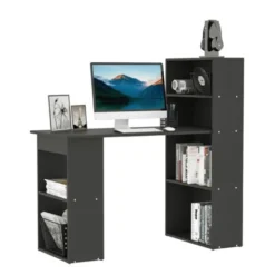 HOMCOM 120cm Modern Computer Desk Bookshelf Writing Table Workstation Black