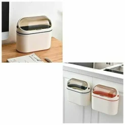 Moon-Hanging Mini Orange Waste Paper Bin With Lid Kitchen Wall Mounted Paper Basket -Office Furniture Store 99509691 4