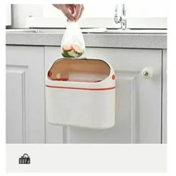 Rose Pink-Hanging Mini Orange Waste Paper Bin With Lid Kitchen Wall Mounted Paper Basket 7 Rose Pink-Hanging Mini Orange Waste Paper Bin With Lid Kitchen Wall Mounted Paper Basket -Office Furniture Store 99512987 3